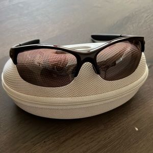 Oakley Commit Sunglasses Polarized Rose Lenses Metallic/Shimmer Crimson Frame